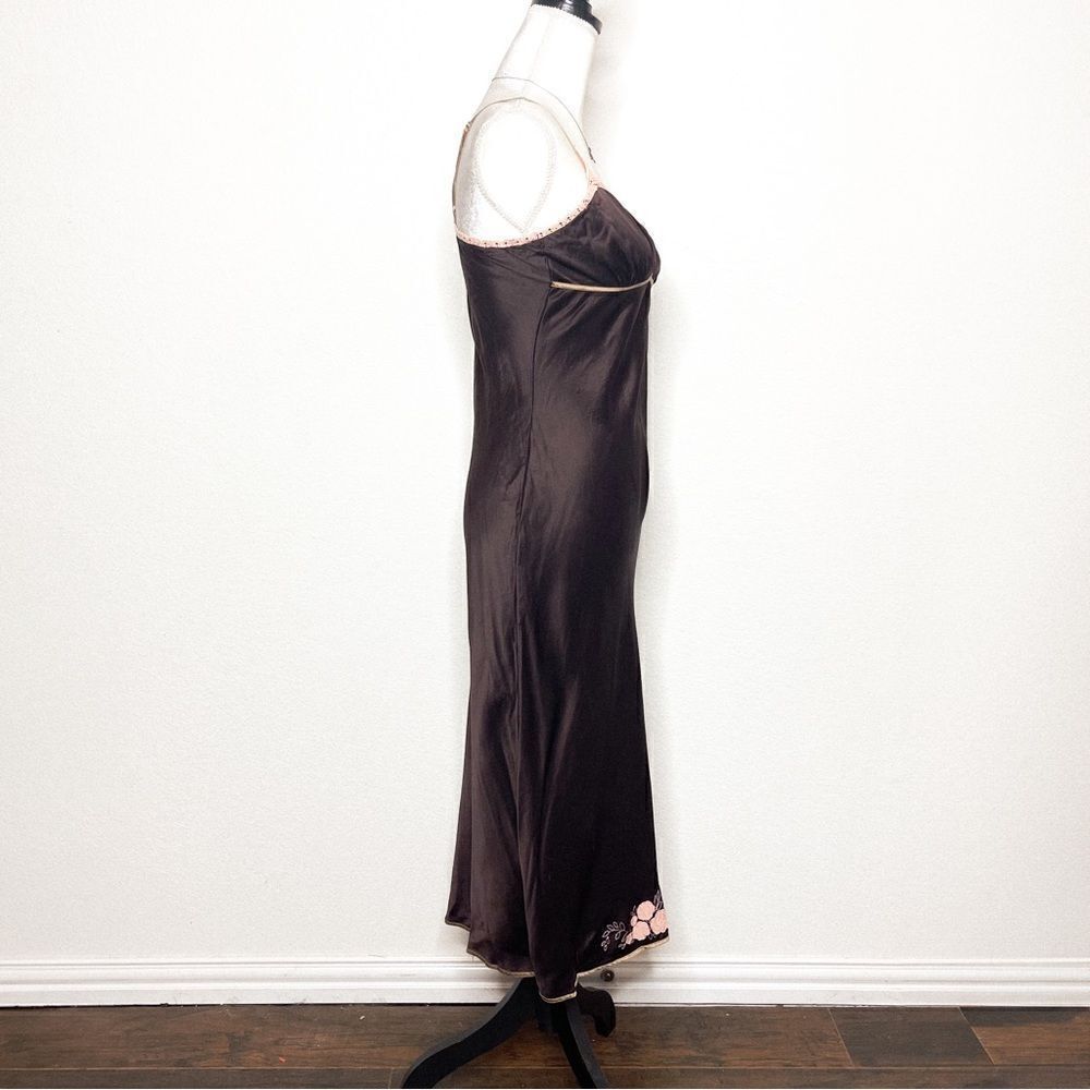 🍋 Gap Body • Women’s Satin Slip Dress with Lace Trim & Floral Embroidery Size S - Picture 4 of 9